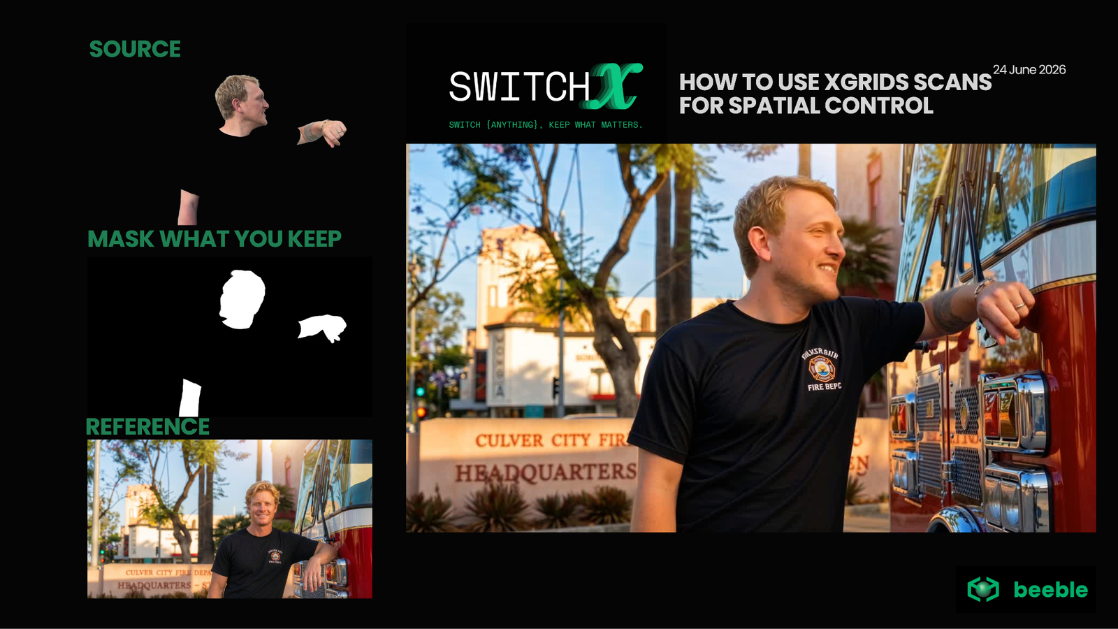 The SwitchX source, mask, and reference workflow for using XGRIDS scans for spatial control